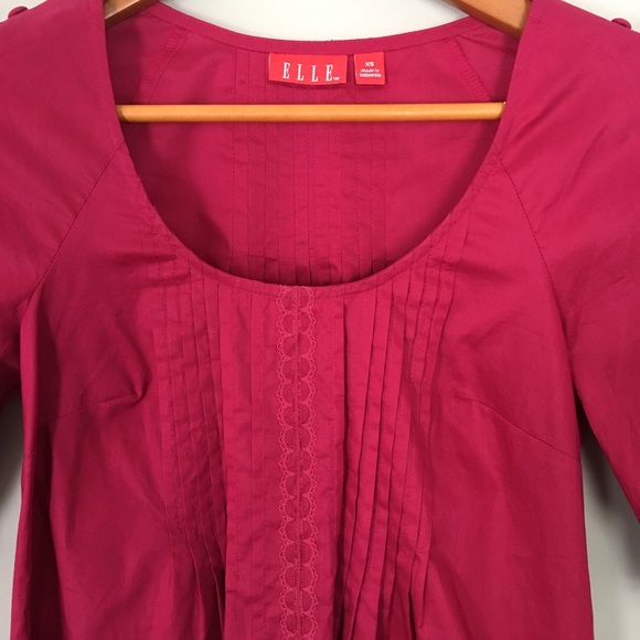 ELLE Pleated Ruffle Top with Button Sleeves Sz XS - Picture 4 of 7